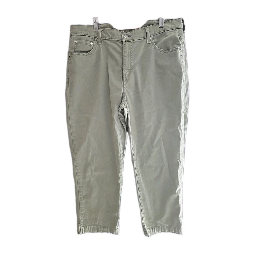 Levi's Green Denim Classic Slim High‎ Rise Stretch Capris Jeans Womans Size 18